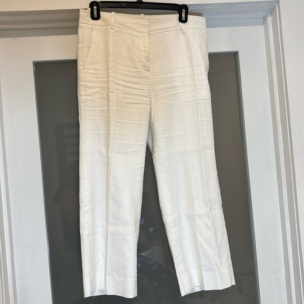 Jcrew white linen 8P pants